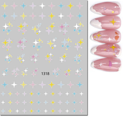 3d Nail Art Stickers Red Black White Love Hearts Stars Clouds French Full Tips Adhesive Nail Decals Slider For Manicure