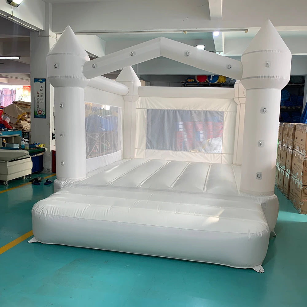 4*3*2.6M White Bounce House For Kids Bouncy House White For Children Inflatable Jumping Castle With Blower Slide 5-8 Kids