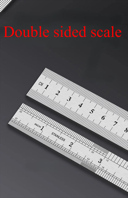 Stainless Steel Metal Straight Ruler Precision Double Sided Precision Measuring Tool Scale Metric Ruler Accessories 15-40cm