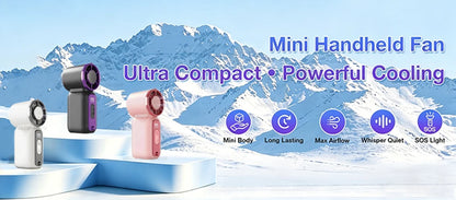 Mini Hand Fan Ultra Mini Fan Portable USB Rechargeable Neck Hanging Fan With Light Pocket Size Small Handheld Fan For Outdoor
