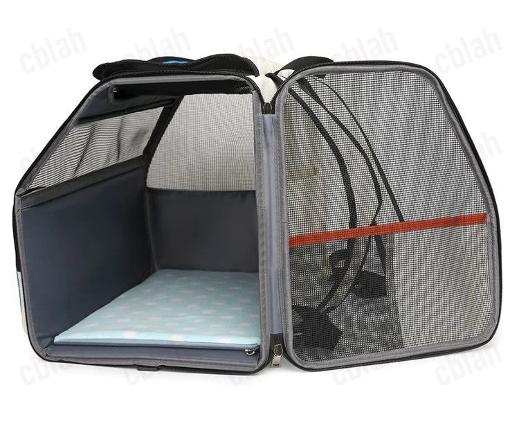 2-in-1 Rolling Pet Carrier Backpack with Wheels, Large Foldable Travel Bag for Dogs and Cats, Ventilated Backpack Carrier