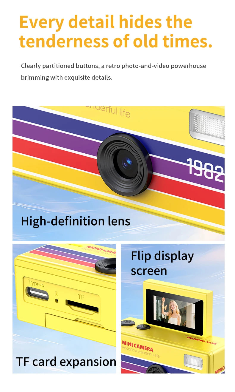 Ourlife Thumb Keychain Camera 0.96inch Flip Screen Retro CCD Mini Digital Camera 720P Very Small Camcorder Video Recorder