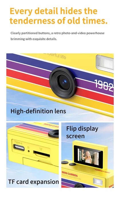 Ourlife Thumb Keychain Camera 0.96inch Flip Screen Retro CCD Mini Digital Camera 720P Very Small Camcorder Video Recorder