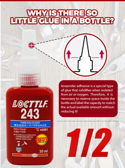 243 Blue Anaerobic Adhesive Medium Strength Threadlockers For All Metal Threaded Components Removable Waterproof 50ML