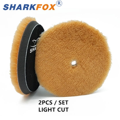 Sharkfox 5/6Inch Wool Car Polishing Pad High Density Lamb Woollen Polish Buffing Pad Wool Polishing Pad for Car Detail Polishing