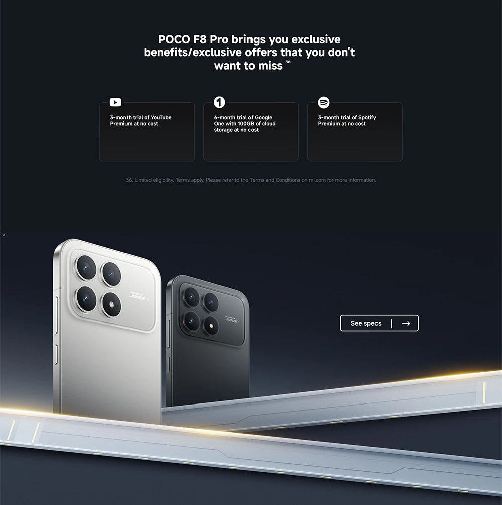 Global Version POCO F8 Pro 5G 6.59' Snapdragon® 8 Elite Mobile Platform 100W HyperCharge 6210mAh 50MP Camera NFC IP68 XIaomi