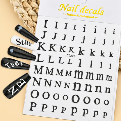 3D Glittery Gothic Letter Design Nail Art Stickers Uppercase Alphabet Letters Artistic Designs DIY Nail Art Decals Decoration #1