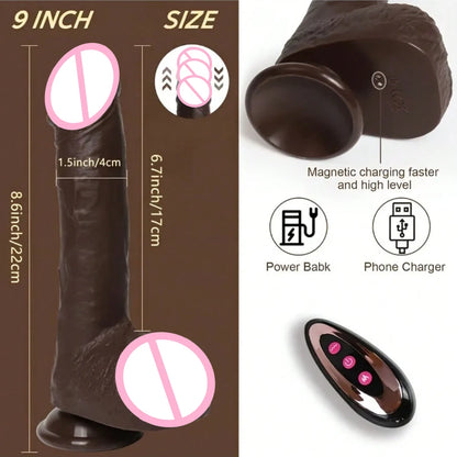 Telescopic Female Vibrator Dildo with Remote APP Control Heating Realistic Large Penis Massager Masturbator Sex Toy for Women