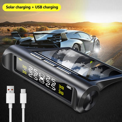 Solar Auto Security Alarm Systems Power TPMS Car Tire Pressure Alarm Monitor System Tyre Pressure Temperature Warning