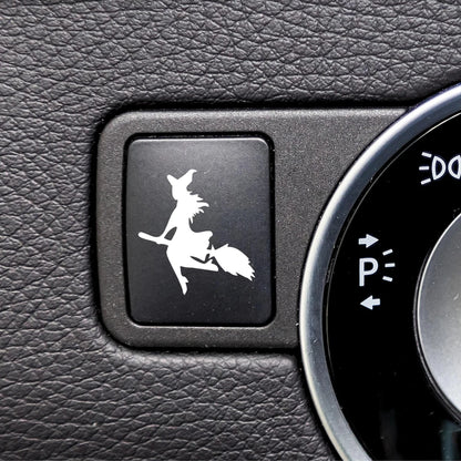 Witch Vinyl Decals for Blank Car Buttons Spooky Halloween Auto Accessories for Women Car Interior Decor Accessories