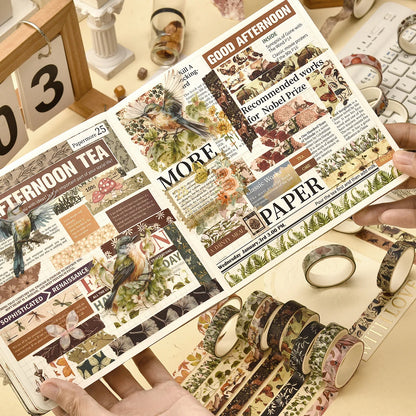 5 Rolls/Box Forest Plant Print Washi Tape Handmade Diy Diary Photo Album Decoration Masking Tape Set