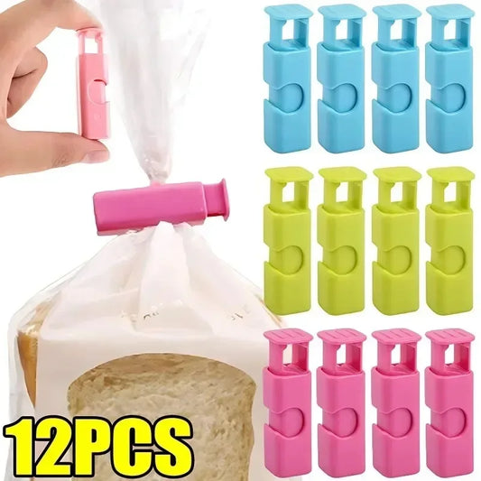 12 PCS Reusable Bread Bag Clips Fresh Food Seal Plastic Spring Clip Snack Storage for Home Kitchen