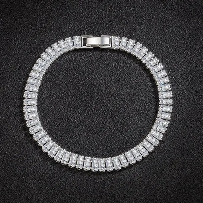 luxury designer 925 Silver fine Crystal Bracelet For Women fashion Jewelry Engagement Wedding Glamour 18CM