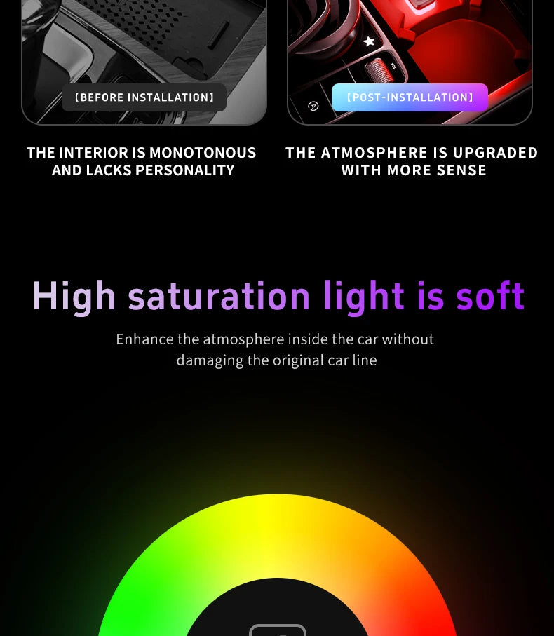 1x Car USB Led Light mood lamp Plug Play Universal LED interior Atmosphere Light Auto Reading Lamp Decorations Decorative Strip