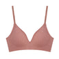 FINETOO Women Wireless Bra Deep V Padded Bralette S-XL Trendy Stripe Knitting Bras Sexy Ladies Brassiere Solid Underwear 6 Color