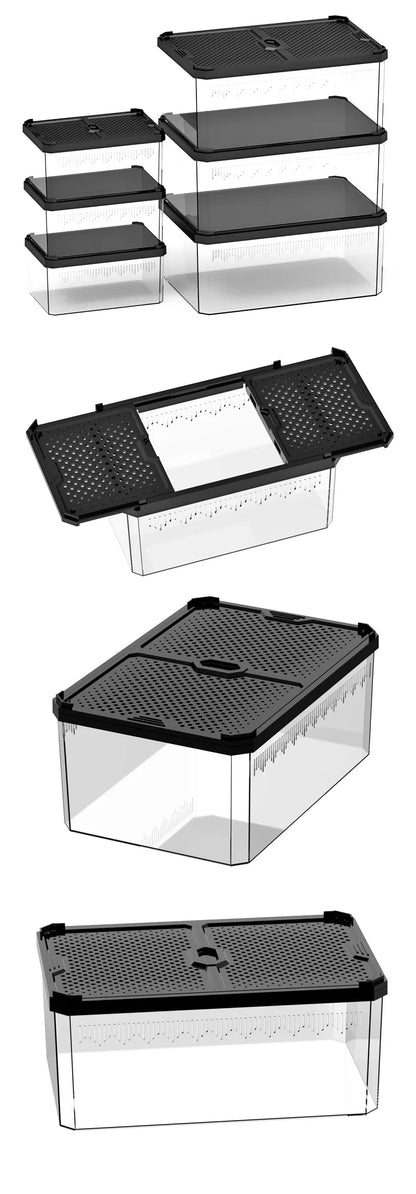 NOMOY Magnetic Sliding Lid Reptile Enclosure - Dual Opening Critter Cage for Crested Geckos, Frogs, Lizards, Snakes & Silkworms