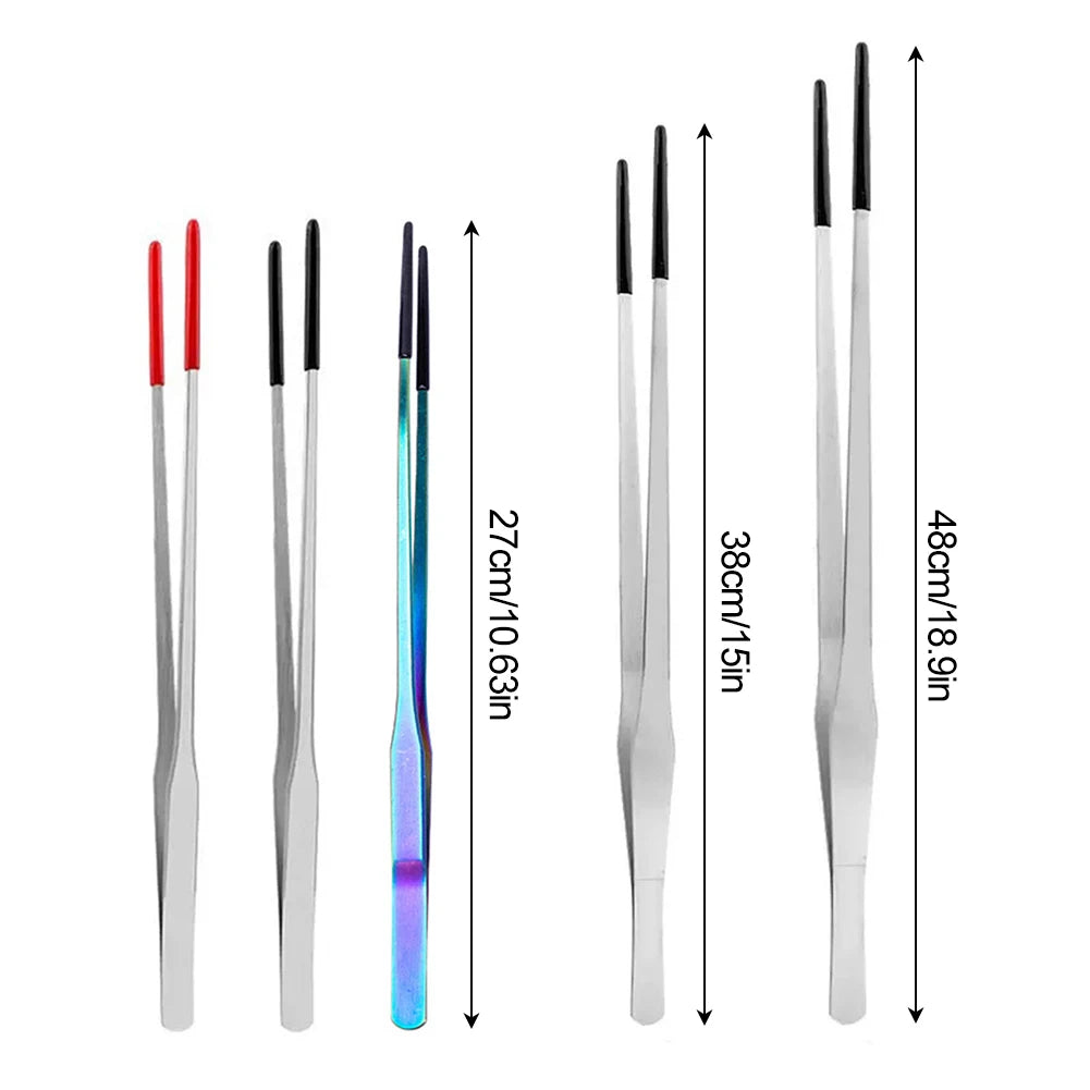 Stainless Steel Reptile Feeding Tongs with Rubber Tips - Straight & Curved Aquarium Pet Tweezers for Safe And Easy Feeding