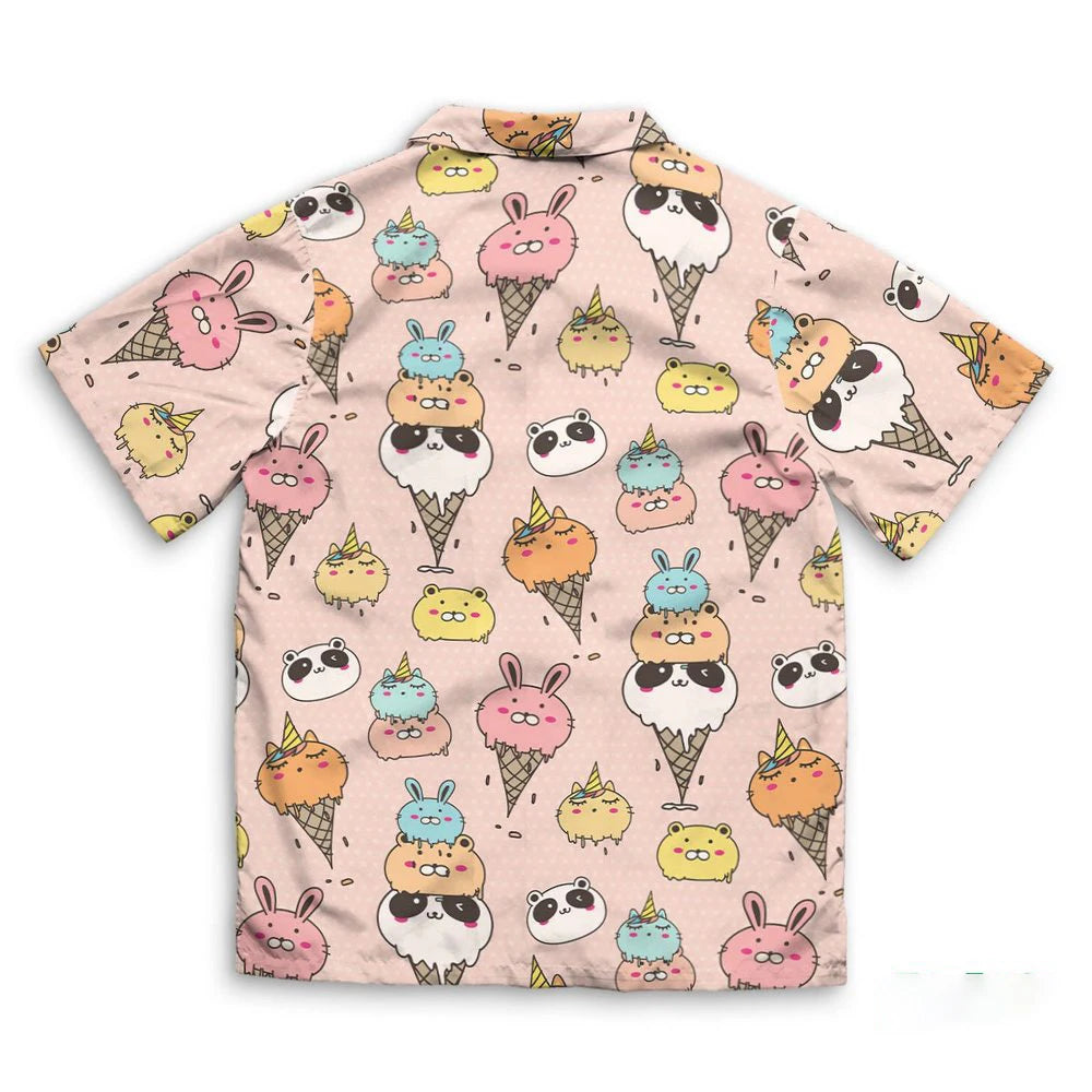 2024 Hawaiian Shirt For Men Summer Ice Cream T-Shirt Beach Prints Short Sleeved Shirt Tops Casual Original Design Men's Clothing