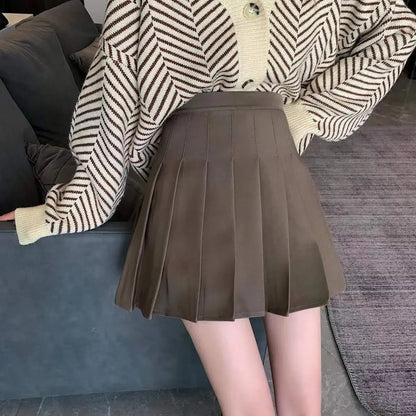 2026 New Vintage Gray Pleated Skirt Women Kawaii High Waist Mini Skirts Korean Fashion School Uniform Harajuku Streetwear Spring