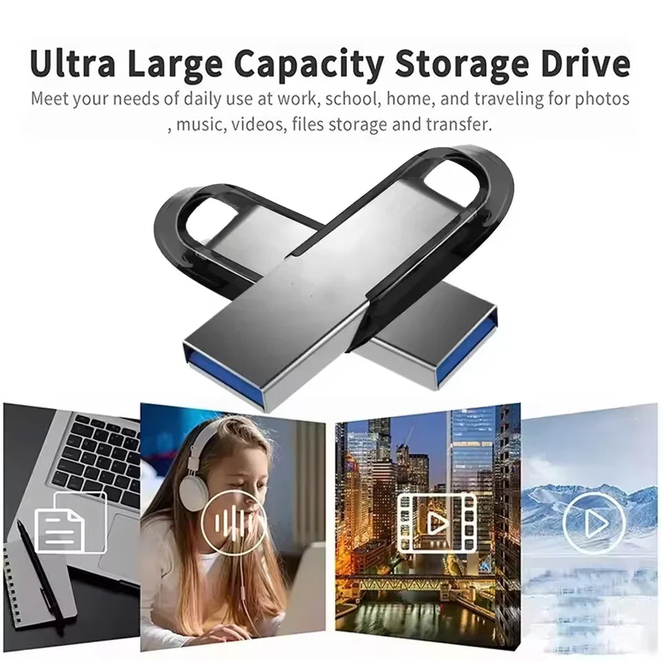 Lenovo 2TB USB 3.2 Metal Flash Drives Super High Speed Pendrive 1TB 512GB Pen Drives Portable USB Stick For Car Phone Computer