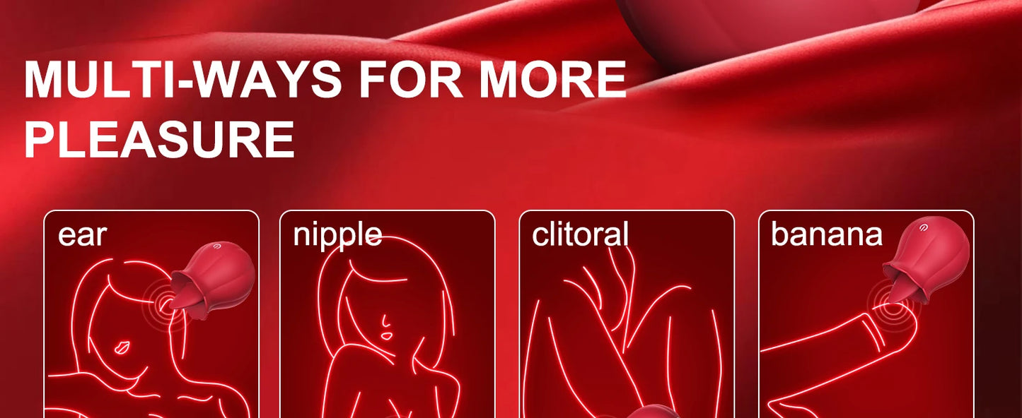 Rose toy Swing Tongue Licking Vibrator Female Powerful Oral Nipple Clitoris Stimulator Massager Adults Goods Sex Toys for Women