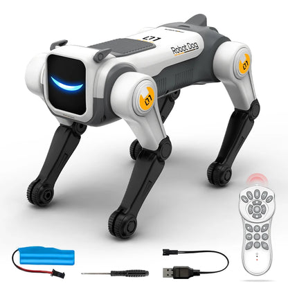 Electric Pet Dog Toy, Rolling Stunts, Programmed Dance, Voice Command Interaction, Smart Robotic Dog Toy, Children Birthday Gift