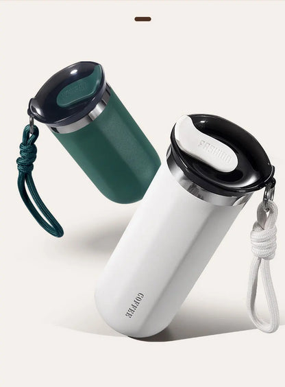 Vacuum Insulated Coffee Travle Mug Stainless Steel Thermo Bottle Cup Thermal Tumbler With Carrying Ring Flask for Hot Cold Drink