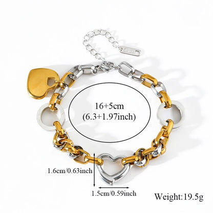 GANPUP 316L Stainless Steel Metal Beads Charms Bracelet Bangle for Women Texture Trendy Wrist Chain Jewelry Gift Bijoux Femme