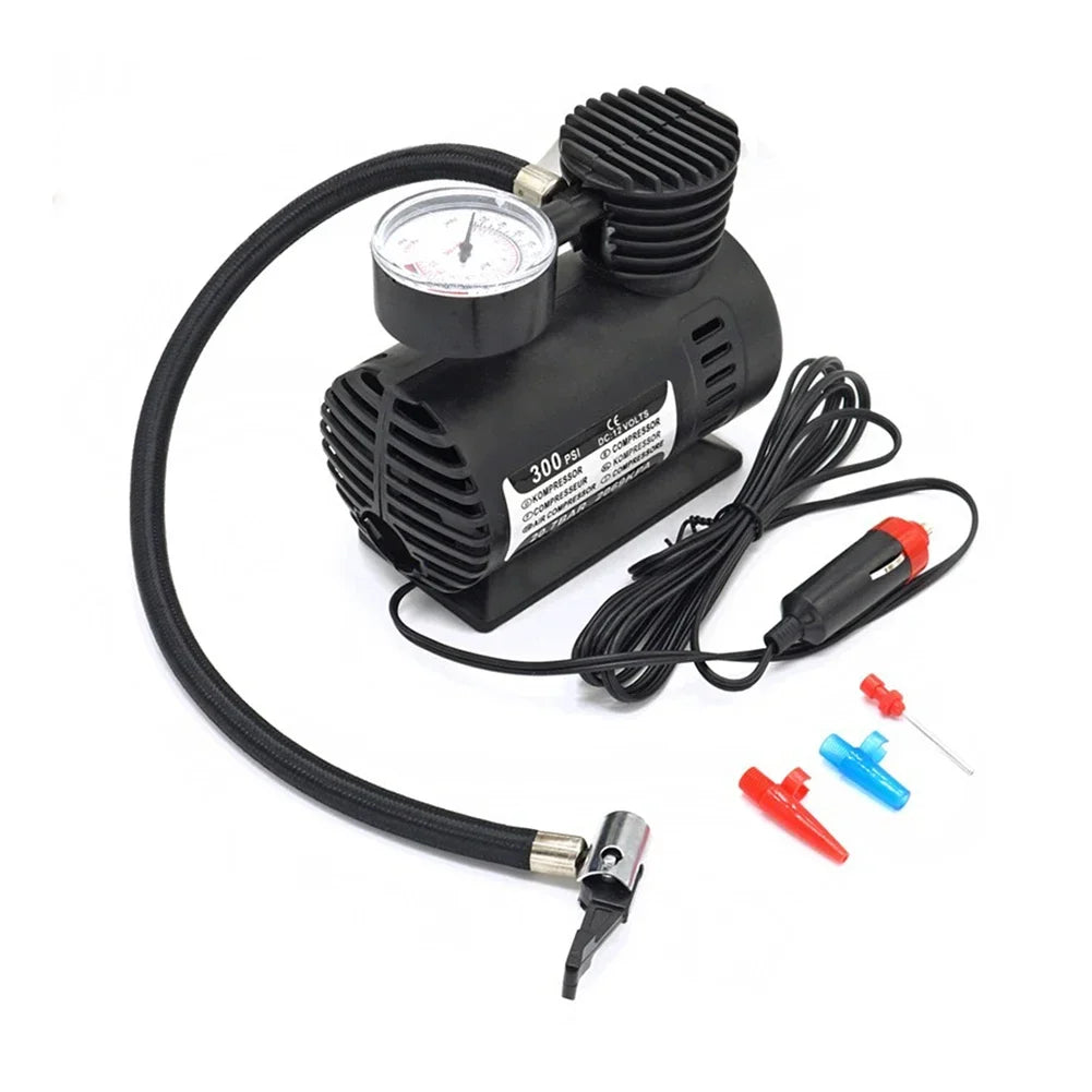 12V 300PSI Electric Inflator Mini Air Compressor Car Electric Tire Air Inflator Pump Electric Air Pump with Pressure Check Gauge