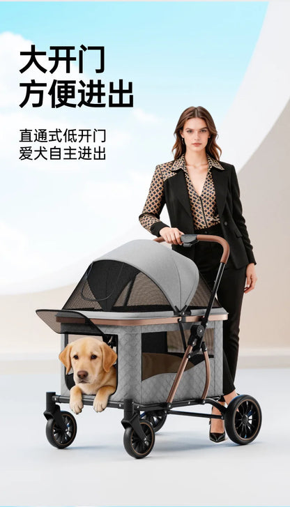 Foldable Large Giant Dog Stroller Lightweight Portable Multi Cat Pet Carrier for Senior Dogs Outdoor Travel