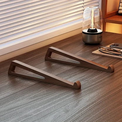 Portable Foldable Wooden Laptop Stand Ergonomic 12 Adjustable Angle Triangular Cooling Ventilation Design Office Desk Accessory