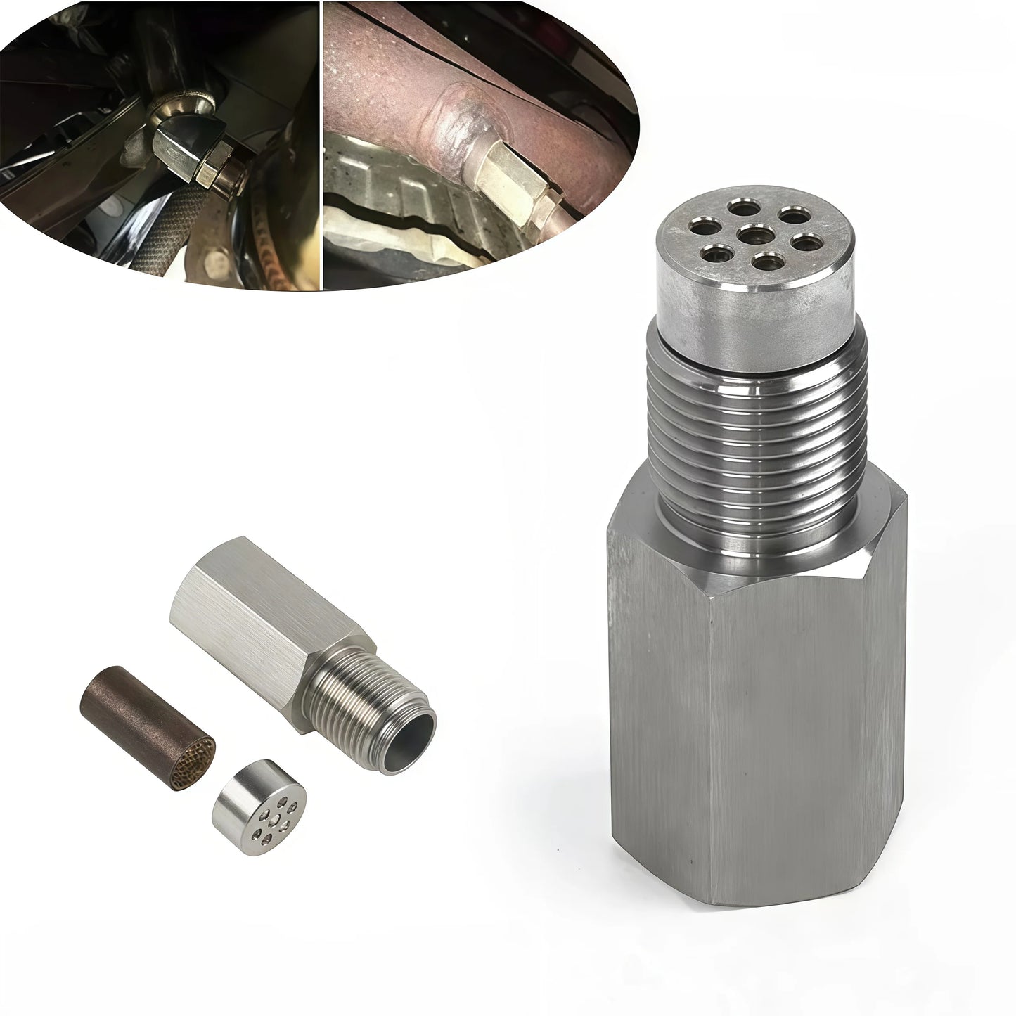 1PCS Oxygen Sensor Adapter Car Inspection Engine Light Fixing Catalytic Network Oxygen Sensor Interval Mini Catalytic Converter