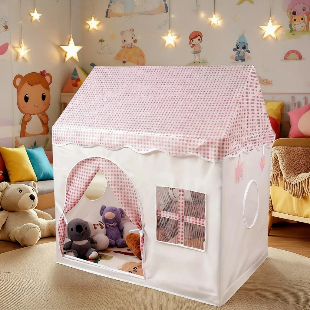 【Leisure and Entertainment】Large Children's Toy Castle, Pink Playhouse with Floral Design, Children's Pretend Play Tent, Kids' Secret Base and Sleeping Tent, Outdoor Beach Toy Playhouse, Holiday Gift for Boys and Girls, C