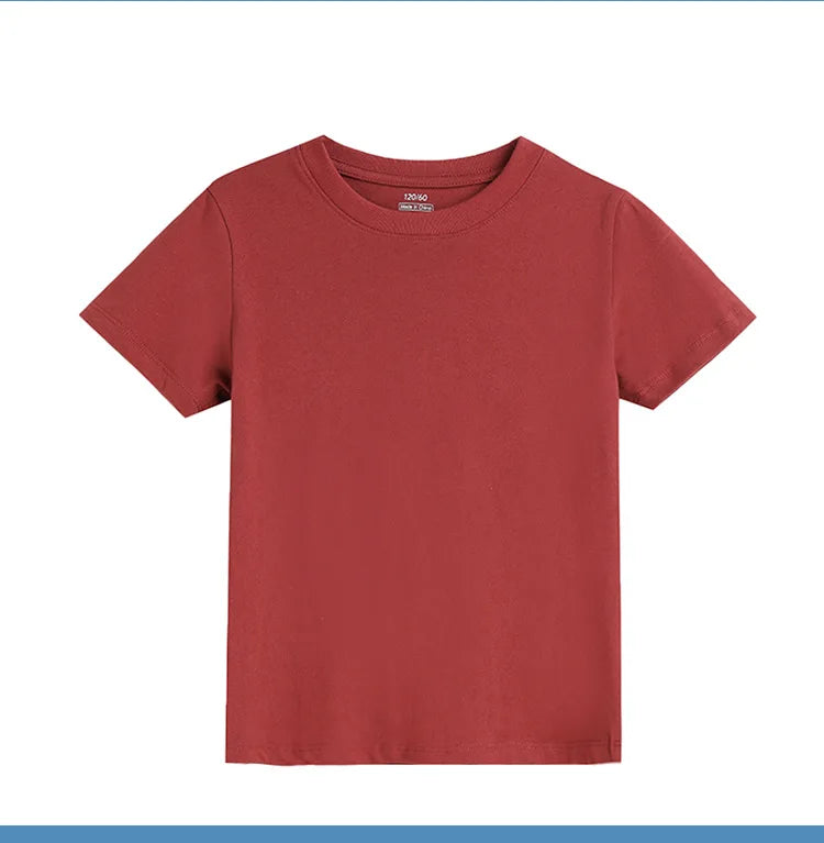 2-16 Years Summer Kids Boys Girls T-shirts Solid Cotton Breathable Teenager Short Tops Children's Tees Casual Shirt Baby Clothes