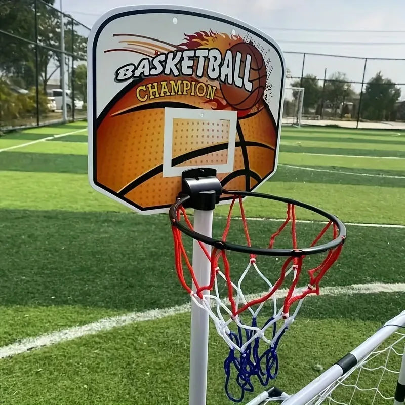 Large 2-in-1 Portable Plastic Soccer and Basketball Goal Indoor/Outdoor Kids Sports Toy Foldable Football Training Equipment