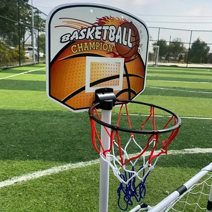 Large 2-in-1 Portable Plastic Soccer and Basketball Goal Indoor/Outdoor Kids Sports Toy Foldable Football Training Equipment