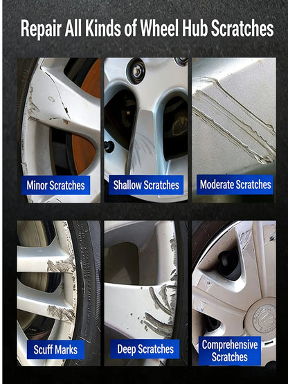Universal Alloy Wheel Repair Kit - Suitable for Silvery Wheels, Car Rim Scratch and Curb Damage Repair Paint Set, In