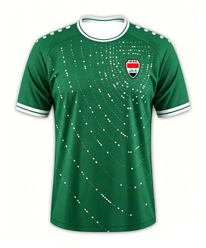 2026 Iraq Style Football Jersey Quick Dry Breathable Green White Fans Casual Outdoor Sports Streetwear T-shirt