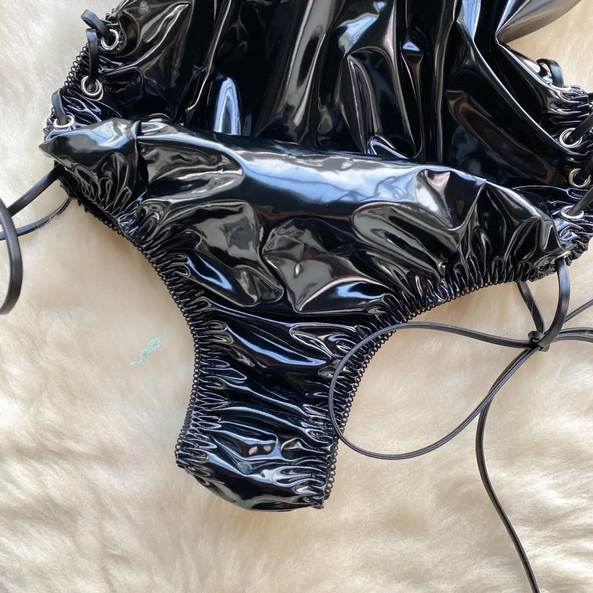 PU Leather Rabbit Girl Strapless Strapping Slim Jumpsuit Set Exotic Pornographic Lingerie Party Cosplay Bodysuit Lace-up Sexy