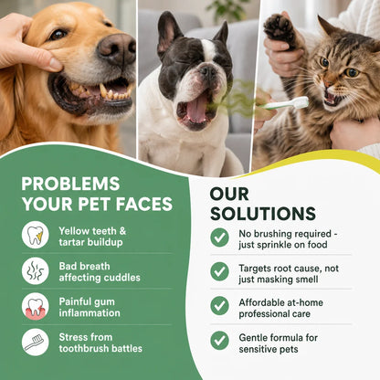 Pet Dental Powder 2-Step Set 100g & 200g Deep Clean Tartar Remover, Breath Freshener for Dogs Cats, Complete Oral Care Daily