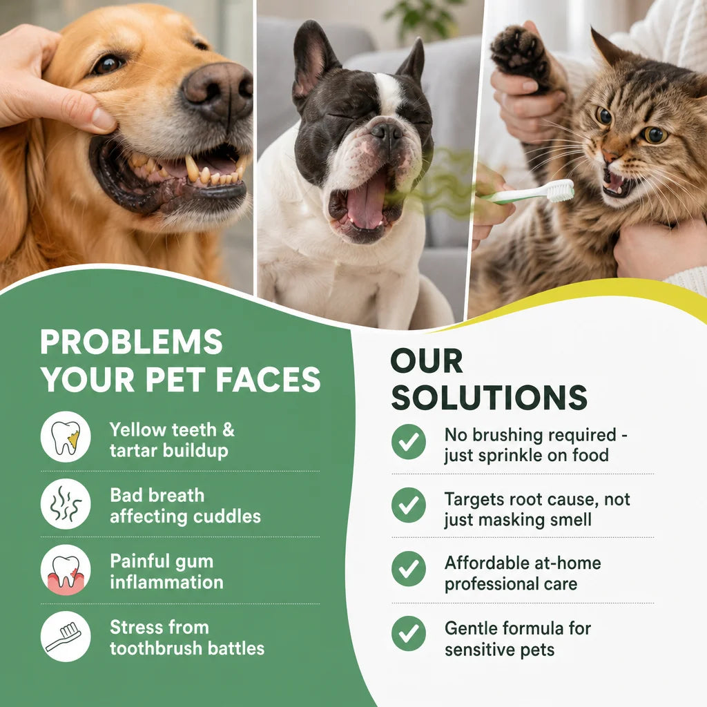 Pet Dental Powder 2-Step Set 100g & 200g Deep Clean Tartar Remover, Breath Freshener for Dogs Cats, Complete Oral Care Daily