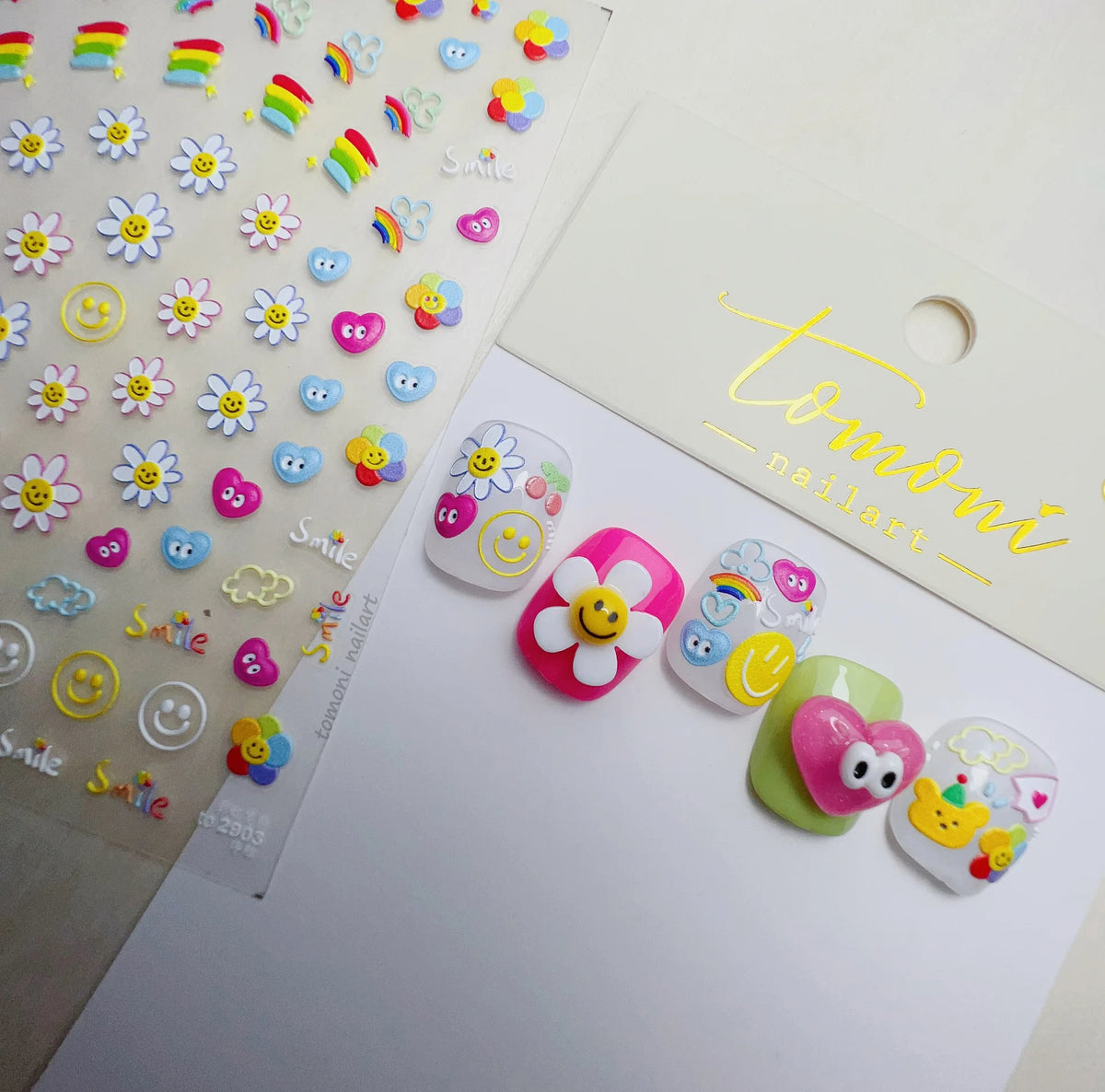 Collage Text English Letter Musical Note Star Graffiti Colorful 5D Love Heart Bowknot Nail Art Sticker Adhesive Manicure Decals