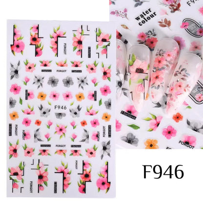 Black and White Love Flowers Line Art 3D Stickers Nail Decals Nail Art Accessories Butterfly Rose Nail Stickers Nail Sliders