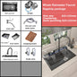 Household Waterfall Digital Display Kitchen Sink Stainless Steel Multifunction Wash Dish and Vegetables Basin Large Single Slot