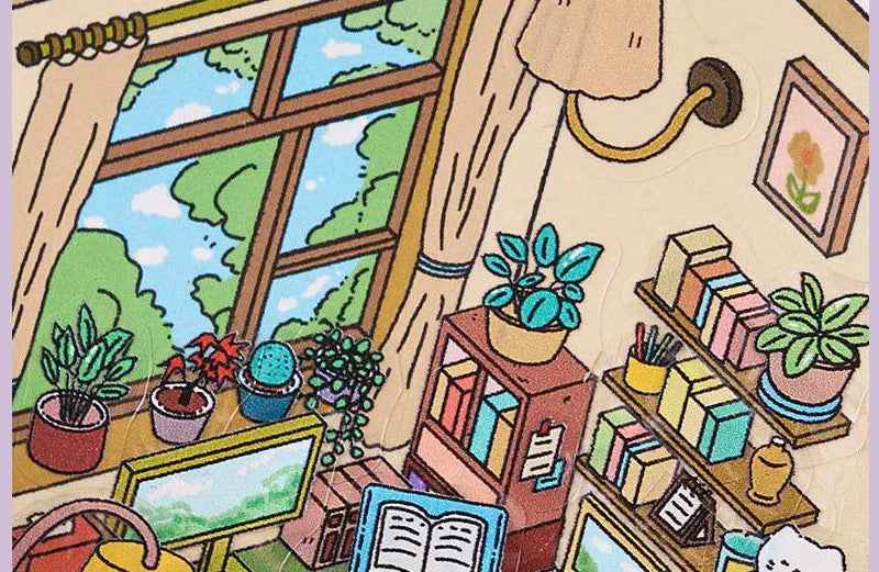 3D Diorama Sticker Book 20 Pages Mini Scene Cute Cartoon Animal Ghosts Theme DIY Scrapbook Toy Fun Stress Relief Kids Adult Gift