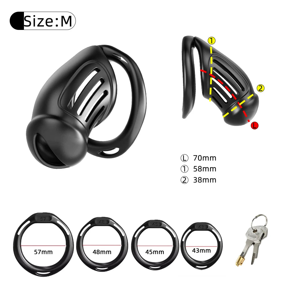 Sex Toys Male Chastity Cage with 4 Sizes Rings And Invisible Lock for Penis Bondage Cock Cage Chastity with Elastic Belt SM Toy