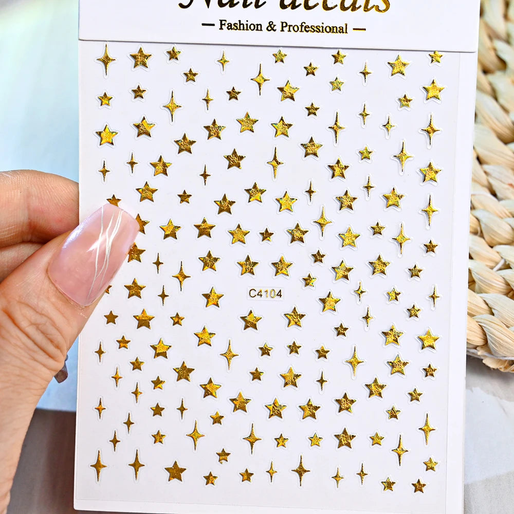 3D Metal Silver Flame Nails Stickers Gold Bronzing Stripe Lines Sliders Design Manicure French Nail Art Decoration Decal #Y2K
