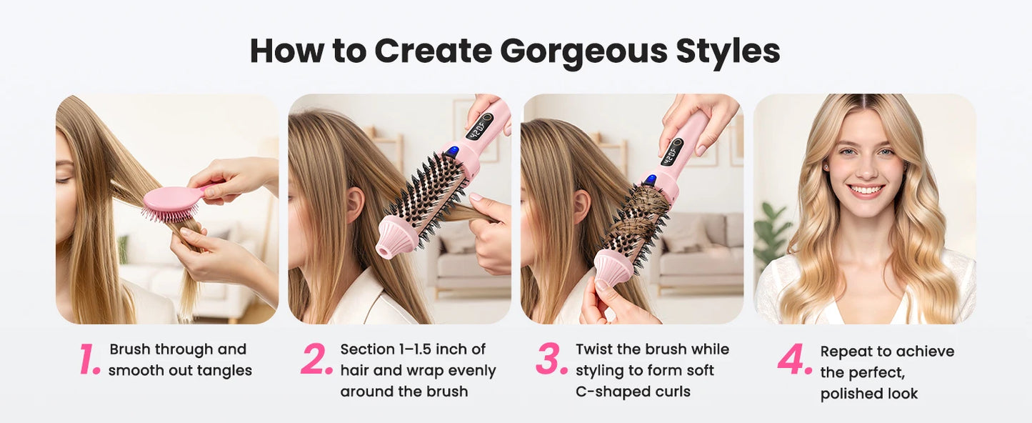 Thermal Brush Blowout Boost 1.5 inch Heated Round Brush for Blowout Look Dual Voltage Negative Ion Technology 6 Temperature Mode