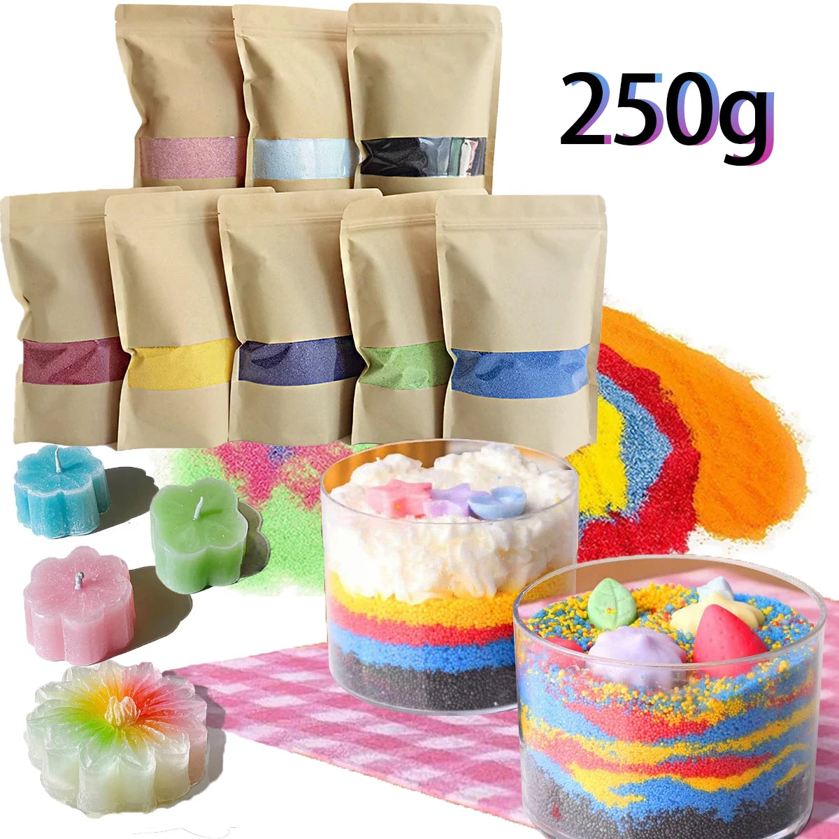 250G 11Colors Sand Wax Ice Flower Wax DIY Scented Candle Making Accessories Snowflake Wax Pearl Candles Sand Painting Tools