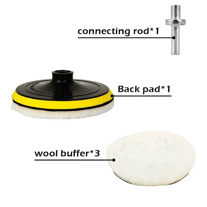 5Pcs Wool Car Polishing Pad Set For Polisher Machine Waxing Polishing Buffing Auto Paint Care Polisher Pads 3/4/5/6/7 Inch
